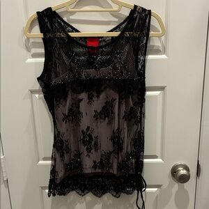 V Cristina Black Lace Sleeveless Top